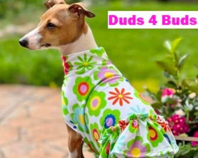 Italian Greyhound Clothing - Dress for Dog - Floral Dress for Dog - 70's Retro Dog - Dog Clothes - Italian Greyhound Sizes