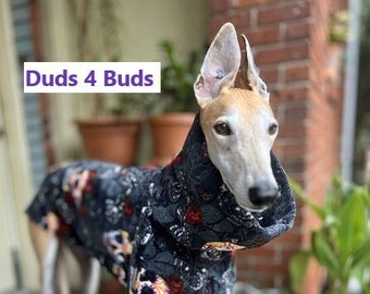 Greyhound Coat - Greyhound Fleece Jacket - Skulls & Roses - Halloween for Dog - Greyhound