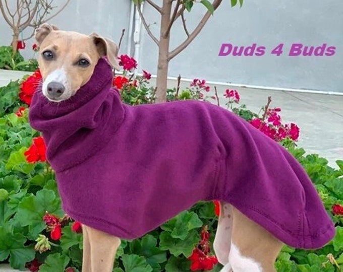 Italian Greyhound Coat - Italian Greyhound Clothing - Dog Coat - Passion Plum Luxe Hoodie - Fleece Dog Coat - Dog Clothing - Dog Apparel