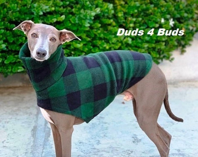 Italian Greyhound Clothing - Dog Sweater - Dog vest - Green Plaid - Coat for Italian Greyhound - Italy Dog - Pet Clothing - Small Dog Cloth