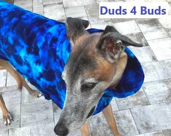 Greyhound Coat - Coat For Greyhound - Dog Jacket - Greyhound Clothing - Blue Splash Jacket - Pet Clothing - Fleece Coat For Greyhound