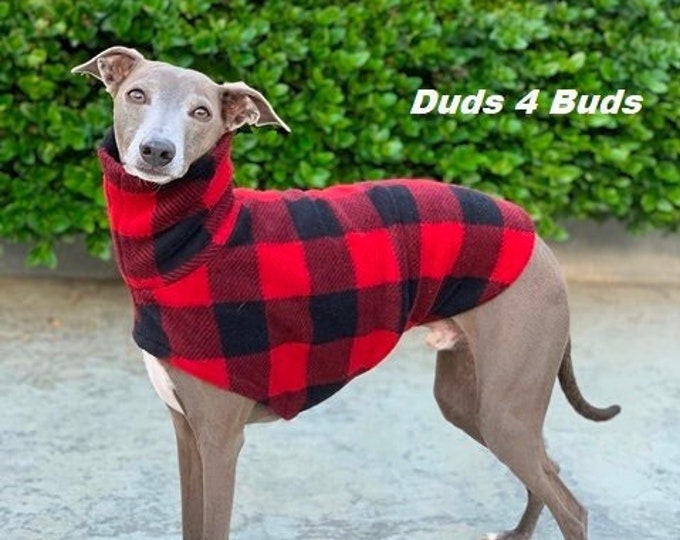 Italian Greyhound Clothing - Plaid Dog Sweater - Red Plaid - Coat for Italian Greyhound - Italy Dog - Pet Clothing - Small Dog Clothes