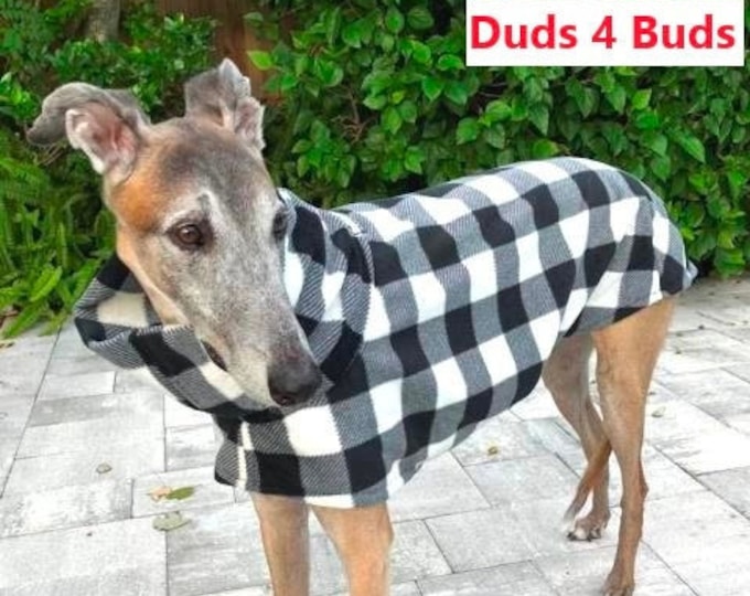 Greyhound Coat - Plaid Coat For Greyhound - Black & White Plaid Jacket - Greyhound Sizes