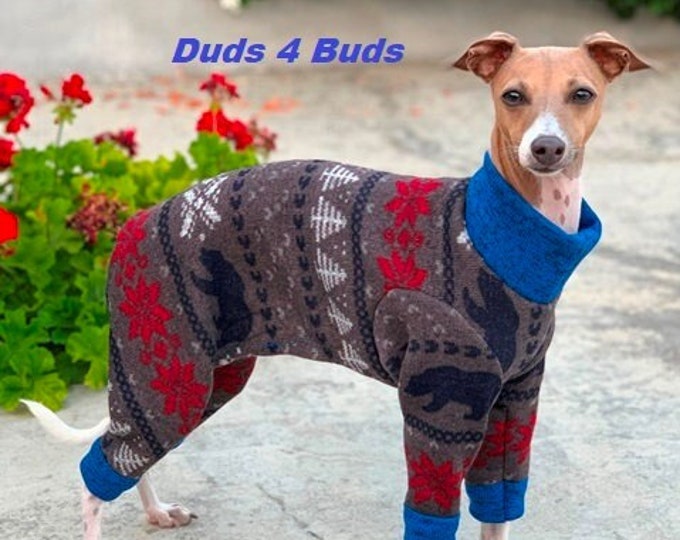 Dog Pajamas - Italian Greyhound Clothing - Bear Sweater - Pajama For Dog - Italian Greyhound and Small Dog Sizes