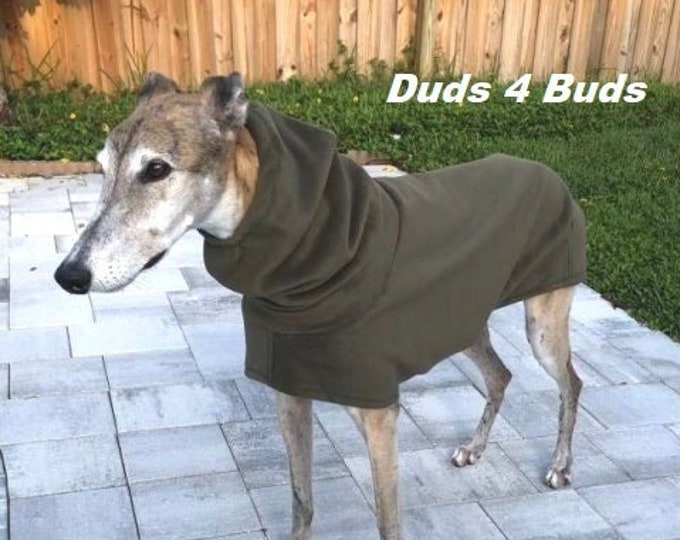 Winter Coat for Greyhound - Greyhound Coat - Hoodie For Dog - Fleece Dog Coat - Olive - Greyhound Size