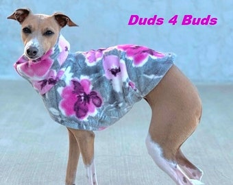 Italian Greyhound Clothing - Dog Coat - Dog Clothing - Mauve Pink Floral - Pet Clothing - Small Dog Clothes - Dog Jacket - Italy Dog