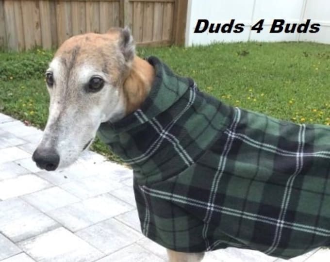 Greyhound Coat - Plaid Coat For Greyhound - Green Tartan Plaid Jacket - Greyhound Sizes