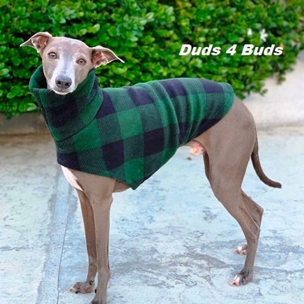 Italian Greyhound Clothing - Dog Sweater - Green Plaid - Coat for Italian Greyhound - Italy Dog - Pet Clothing - Small Dog Clothes - Iggy