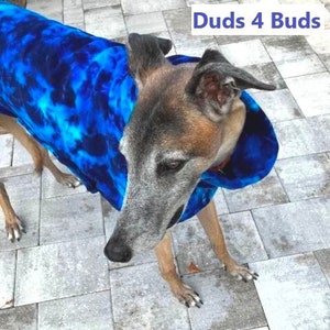 Greyhound Coat - Coat For Greyhound - Greyhound Clothing - Blue Splash Jacket -  Greyhound Sizes