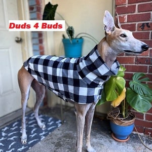 Greyhound Vest Coat - Plaid Dog Short Coat - Greyhound Clothing - Plaid For Greyhound - Black & White Plaid Jacket -  Greyhound Sizes