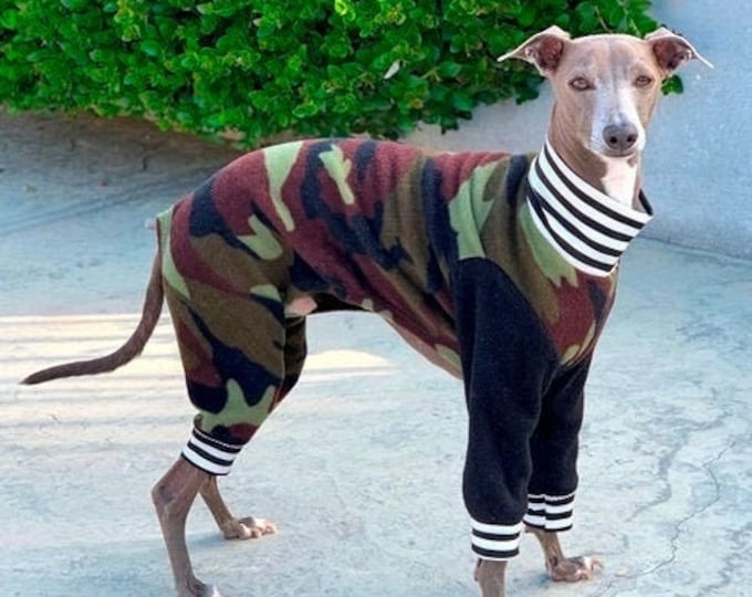 Italian Greyhound Clothing - Dog Pajamas - Boy Dog Clothing - Camo - Small Dog Clothes