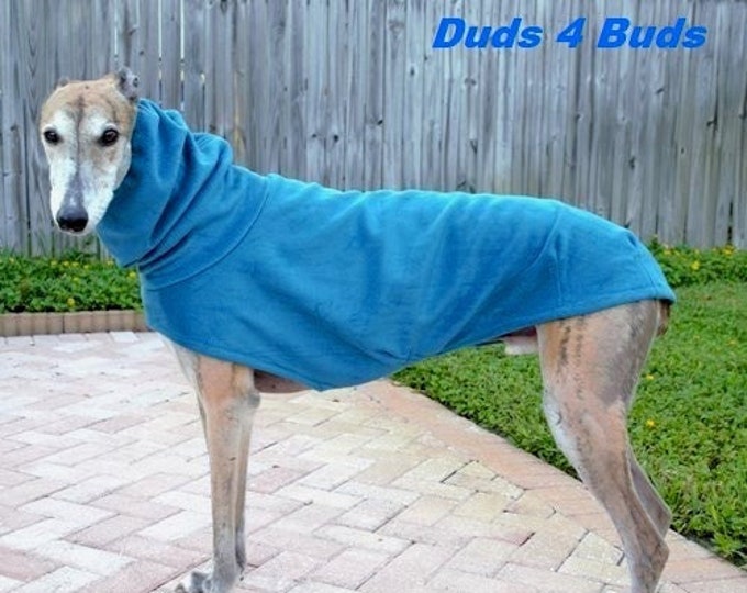 Winter Coat for Greyhound - Greyhound Coat - Hoodie for Dog - Fleece Dog Coat - Teal Luxe - Greyhound Sizes