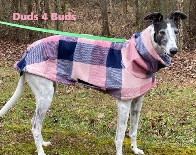 Winter Coat for Greyhound - Plaid Coat For Greyhound - Pink Plaid - Big Dog Coat - Greyhound Sizes