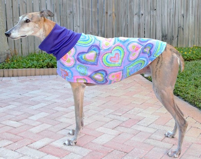 Greyhound Clothing - Coat for Greyhound - Lavender Hearts Daycoat/Short Jacket - Greyhound Sizes