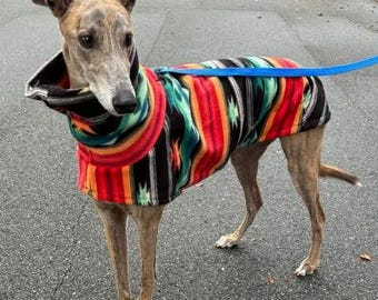 Winter Coat for Greyhound - Luxe Fleece Coat for Dog - Aztec Blanket - Dog Jacket -  Greyhound Sizes