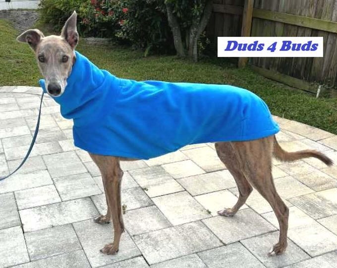 Winter Coat for Greyhound - Greyhound Coat - Luxe Fleece Coat for Dog - Surf Blue - Dog Jacket - Greyhound Sizes
