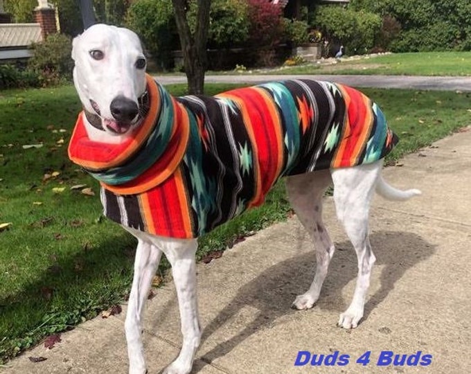 Winter Coat for Greyhound - Fleece Coat for Dog - Aztec Blanket - Dog Jacket -  Greyhound Sizes