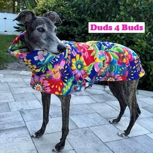 Winter Coat for Greyhound - Luxe Fleece Coat for Dog - Tropical Paradise - Dog Jacket - Greyhound Clothing - Pet Clothing - Big Dog Coat