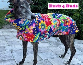 Winter Coat for Greyhound - Greyhound Coat - Luxe Fleece Coat for Dog - Tropical Paradise - Dog Jacket - Greyhound Sizes