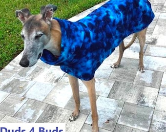 Greyhound Coat - Coat For Greyhound - Greyhound Clothing - Blue Splash Jacket -  Greyhound Sizes