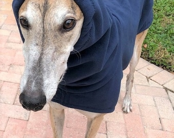 Winter Coat for Greyhound - Greyhound Coat - Big Dog Coat - Dark Blue Hoodie - Greyhound Sizes