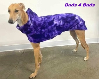 Greyhound Coat - Coat For Greyhound - Greyhound Clothing - Purple Splash Jacket -  Greyhound Sizes