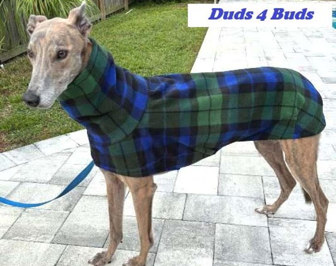 Greyhound Coat - Plaid Coat For Greyhound - Blue & Green Tartan Plaid Jacket - Greyhound Sizes