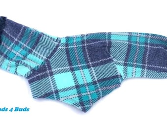 Italian Greyhound Coat - Italian Greyhound Clothing - Dog Coat - Aqua Blue Plaid Hoodie - Fleece Dog Coat - Dog Clothing - Dog Apparel