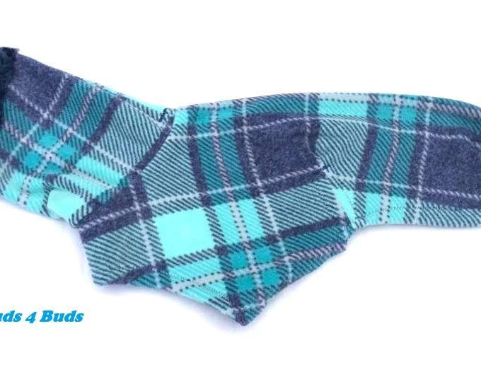 Italian Greyhound Coat - Italian Greyhound Clothing - Dog Coat - Aqua Blue Plaid Hoodie - Fleece Dog Coat - Dog Clothing - Dog Apparel