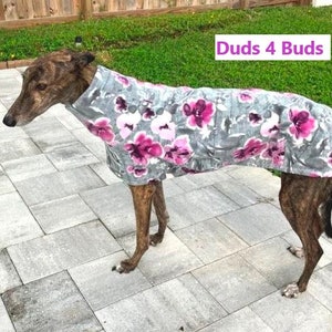 Winter Coat for Greyhound - Luxe Fleece Coat for Dog - Raspberry Floral - Big Dog Coat - Greyhound Clothing - Pet Clothing - Pet Apparel