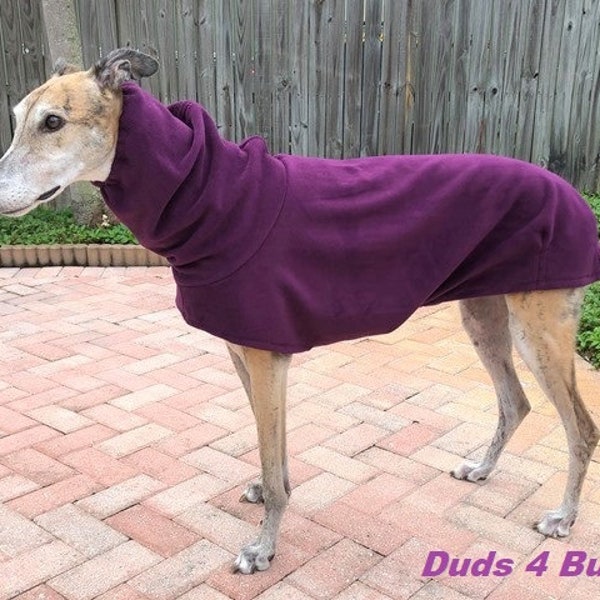 Winter Coat for Greyhound - Greyhound Coat - Coat For Dog - Fleece Dog Coat - Passion Plum Hoodie - Dog Apparel - Dog Coat - Pet Apparel