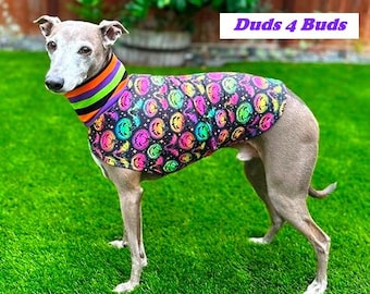 Italian Greyhound Clothing - Pet Halloween - Italy Greyhound - Iggy Clothing - Neon Pumpkins Tee - Italian Greyhound Size