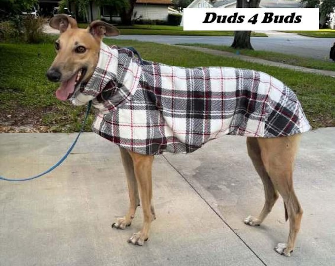 Winter Coat for Greyhound - Greyhound Coat - Luxe Fleece Coat for Dog - Plaid - Dog Jacket - Greyhound Sizes