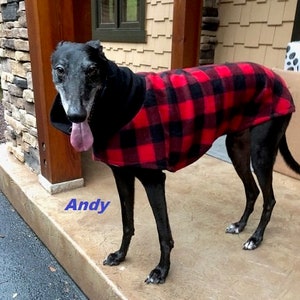 Greyhound Coat - Plaid Dog Coat - Dog Jacket - Greyhound Clothing - Lumberjack Plaid - Pet Clothing - Fleece Coat For Greyhound