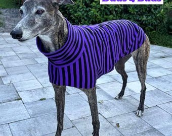 Greyhound Clothing - Pet Halloween - Greyhound Halloween - Purple Stripe Tee - Greyhound Size