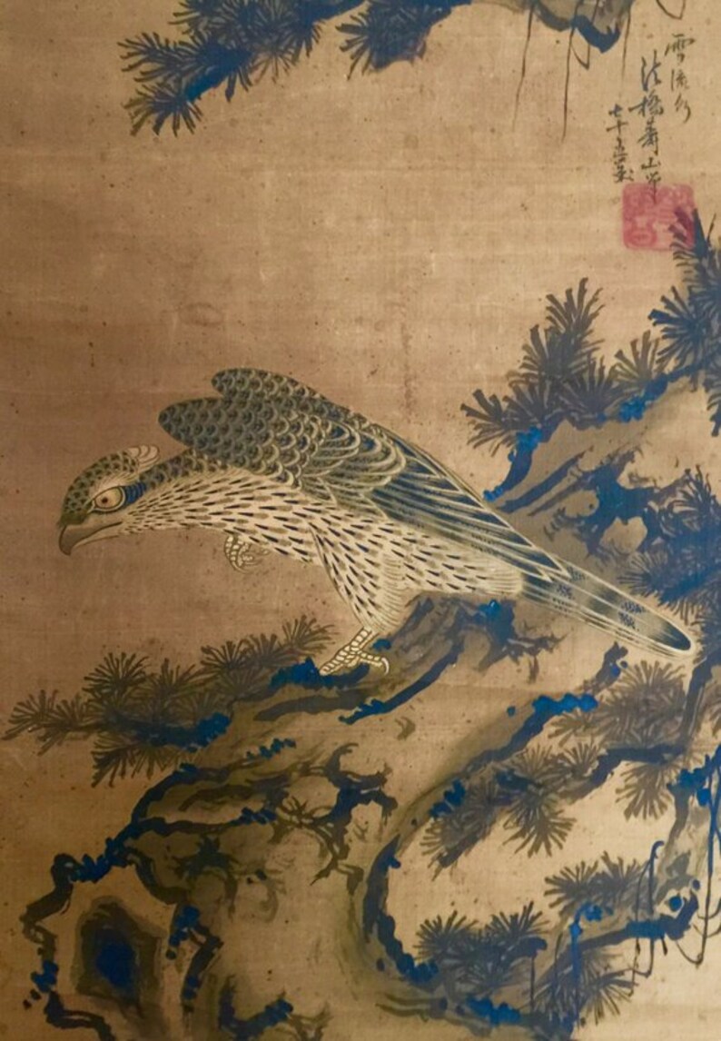 Rouleau de peinture sur soie ancienne à lencre japonaise fin Etsy France