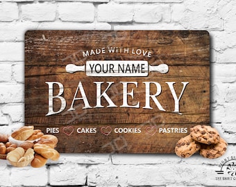Custom Metal Bakery Sign: Personalized Farmhouse Kitchen Decor