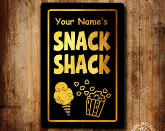 Personalized Metal Snack Shack Sign: Home Theater Decor