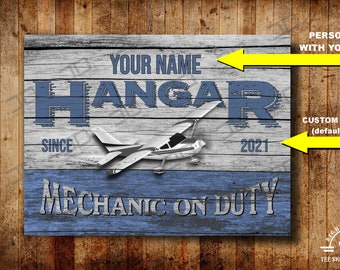 Blue Metal Hangar Personalized Metal Sign | Your Name | Your Date | Aviation Gift | Garage Signs | airplane signs | aircraft gift | mancave