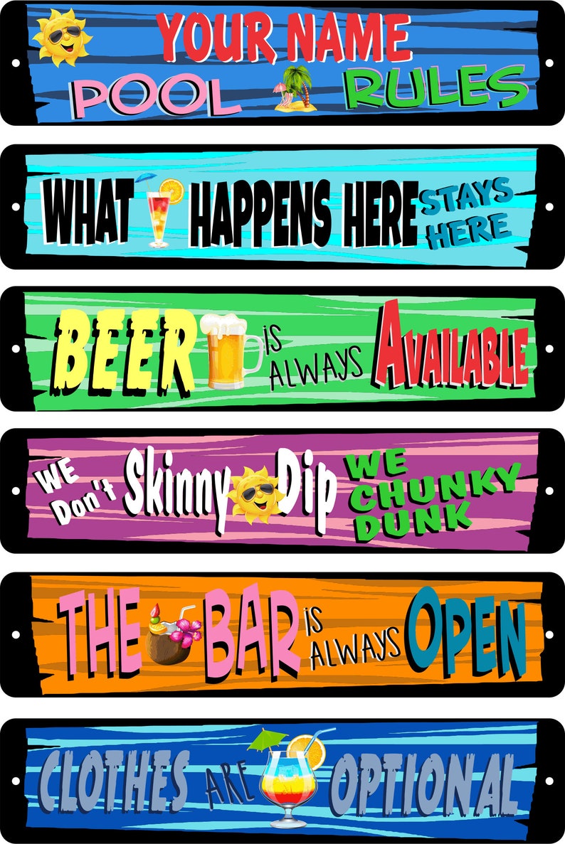 Funny 6 Panel Pool Signs Custom Swimming Pool Rules Aluminum Etsy