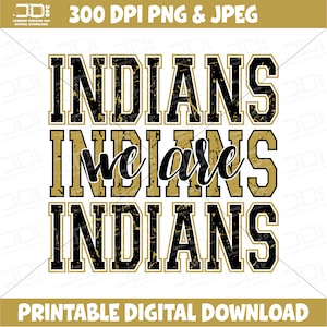 Gold Indians PNG: Football Team Design (Digital Download)