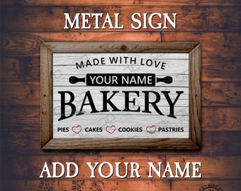 Personalized Metal Bakery Sign: Farmhouse Kitchen Decor