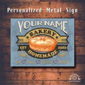 Placa de metal personalizada para padaria: decoração vintage para cozinha