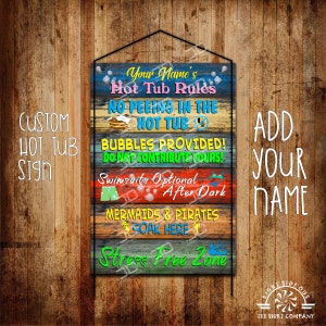Personalized Hot Tub Rules Metal Sign: Outdoor Decor