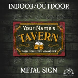 Personalized Tavern Metal Sign: Custom Name Home Bar Decor