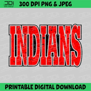 Indians Mascot PNG: Sports Team Sublimation Design (Digital Download)