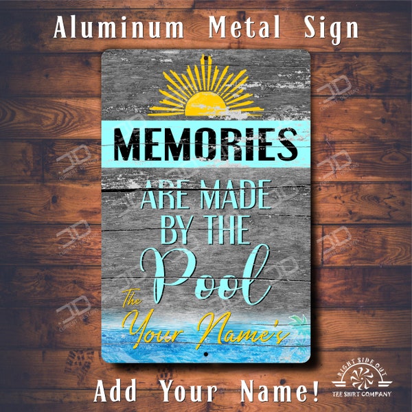 Personalized Memories metal pool sign | Patio Pool decor | swimming pool metal outdoor sign | Poolside signs decoration | metal signs