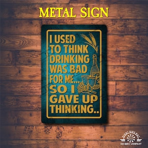 Metal funny quit drinking sign | funny home bar man cave gifts | indoor outdoor aluminum tavern she shed signs | bar gifts | wall decor