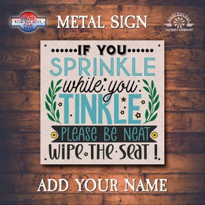 Funny Metal Bathroom Sign: Camping Restroom Decor, UV Coated Aluminum