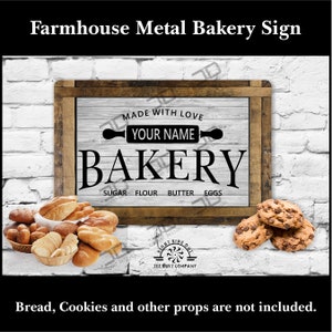 Personalized Bakery Sign: Farmhouse Kitchen Decor, Metal Wall Art